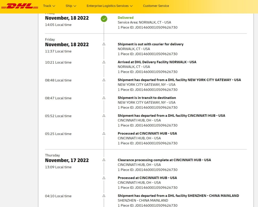 DHL-Versand von Shenzhen in die USA